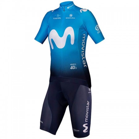 Set Fietsshirt + Korte Koersbroek 2020 Movistar Team Dames N001